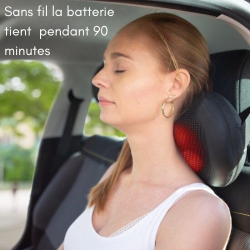 Coussin de massage shiatsu Auronic - Chauffant - Électrique - Dos et nuque - 36 x 10 x 12,5 cm - Noir