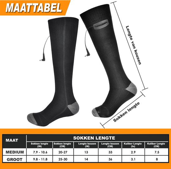 Chaussettes chauffantes - Chaussettes électriques - chaussettes - Chaussettes chauffantes électriques - Taille 27/29