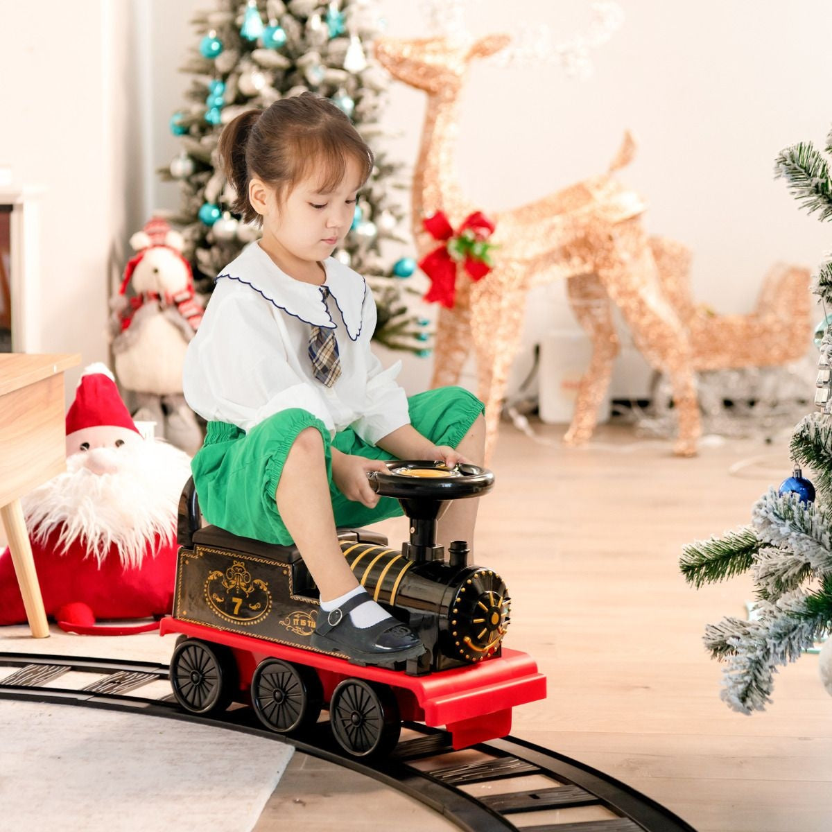 Coast 6V Tirette électrique pour enfants avec 16 rails pour les enfants de 3 ans Schwarz