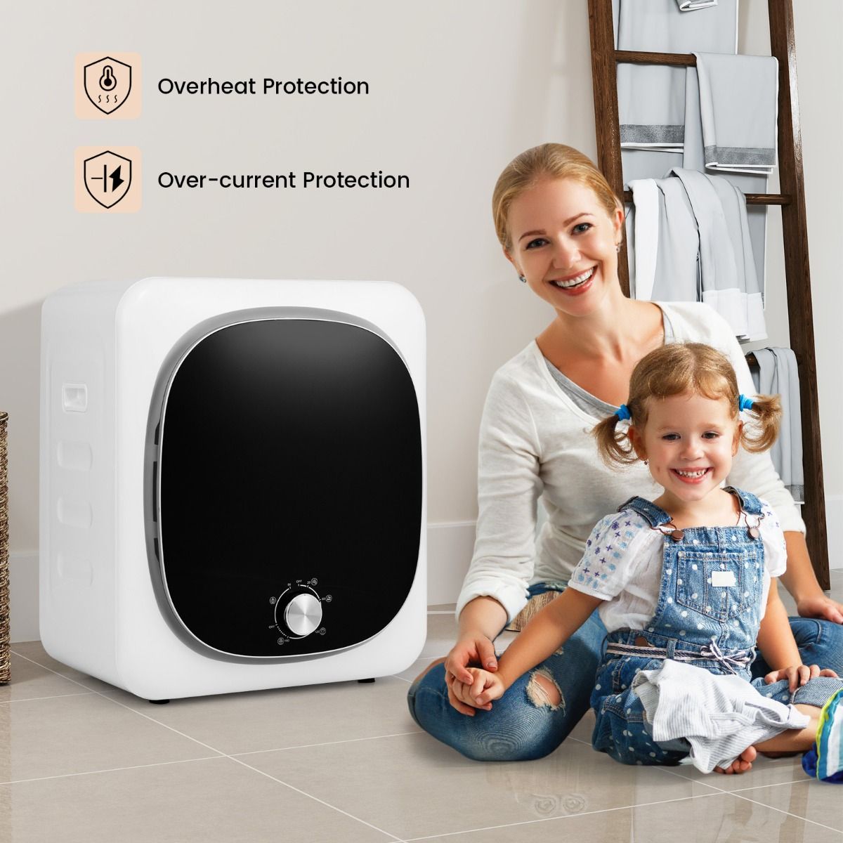 Mini-sèche-linge Coast - 5 programmes - protection contre la surchauffe - filtration multiple - blanc 48 x 40 x 56 cm