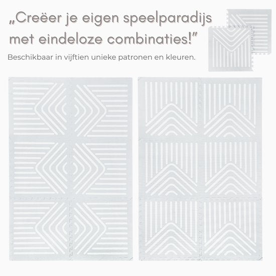 NilaFee™ - Tapis de jeu - Mousse - Bébé - Tapis d'éveil - Tapis de rampage - 180 x 120 x 1,5 cm - Tapis puzzle - Sac de rangement - Motifs géométriques gris