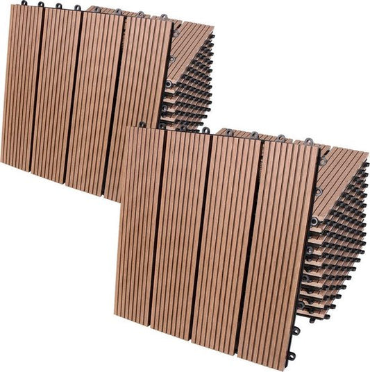 Dalles de terrasse en WPC - Lot de 22, modèle Classique 30 x 30 cm - Terracotta