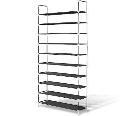 LifeGoods Shoe Rack - XXL - 10 couches - 35 à 40 paires de chaussures - Armoire à chaussures - Plastique - Noir