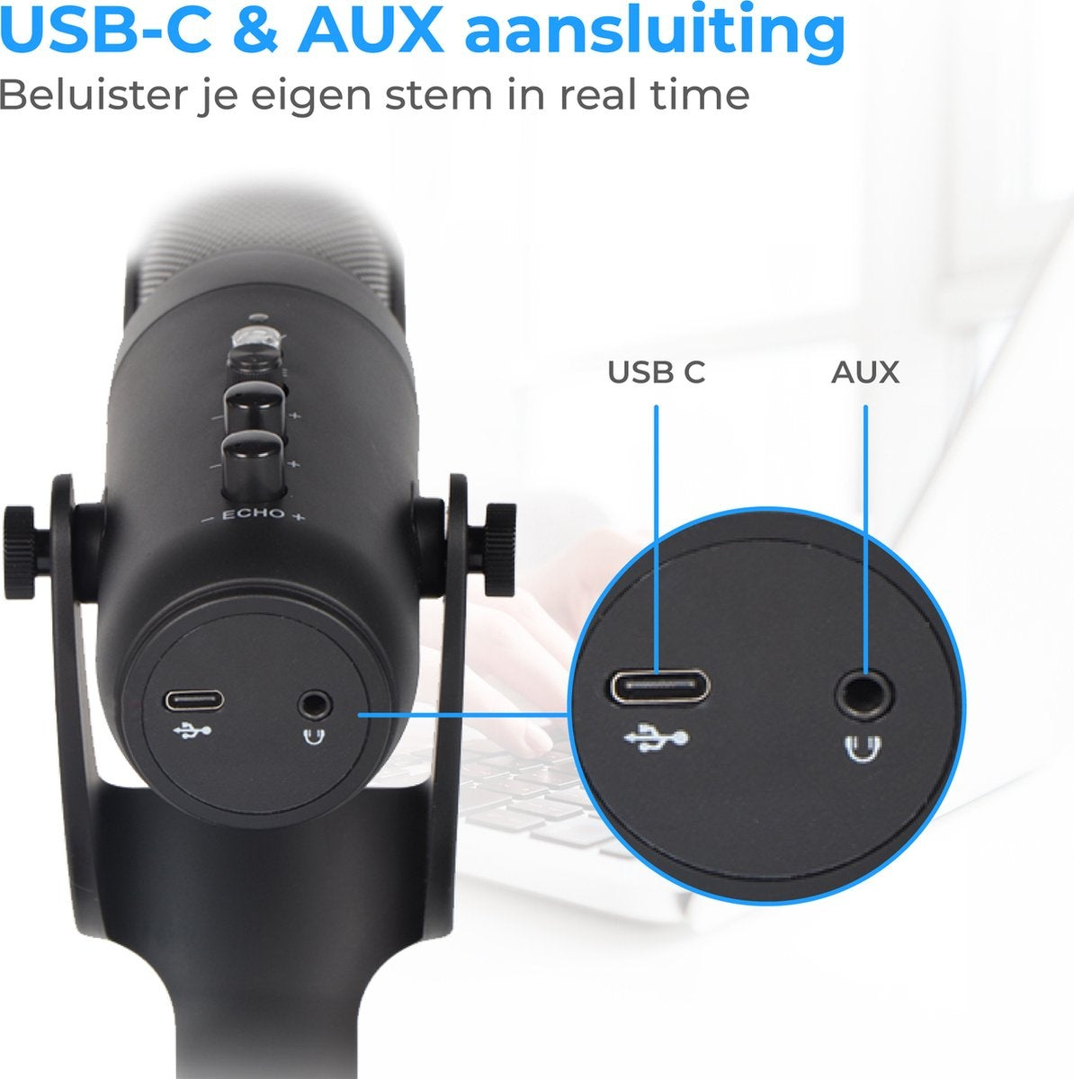 Nuvance - Microphone USB avec support - pour PC et Microphone de jeu - Microphone de streaming - RGB