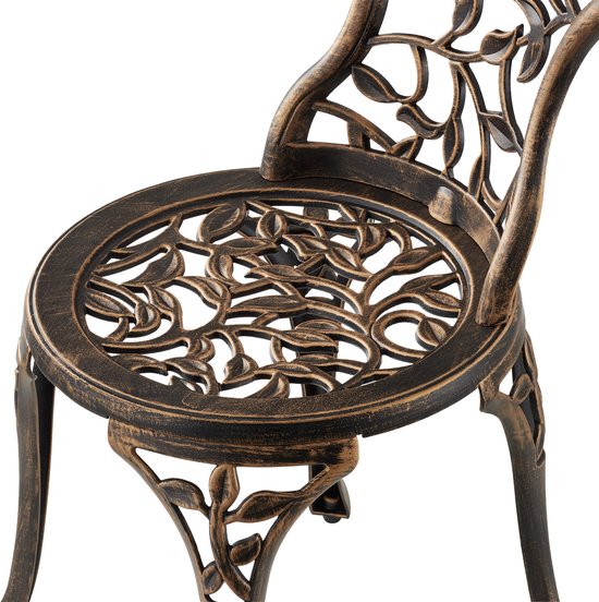 tectake® Ensemble bistro 2 personnes - Table bistro vintage avec 2 chaises bistro - Ensemble bistro en aluminium pour le jardin, la terrasse ou le balcon - Résistant aux intempéries - Couleur bronze