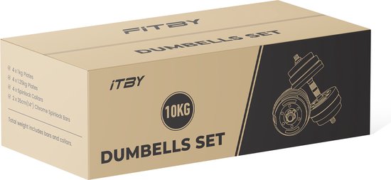 Fitby Dumbells 10 kg - Jeu de poids - haltères réglables - Fitness - jeu d'haltères - jeu d'haltères