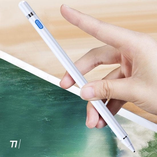 Tikkens Stylet - Crayon actif 2 en 1 pour tablette, Ipad, téléphones Android et Apple - Blanc
