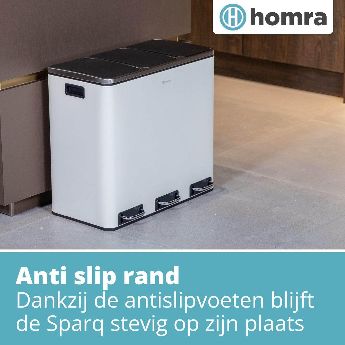 Poubelle de tri sélectif - Homra SPARQ - 3 x 18 L de capacité - 54 L - Blanc - acier inoxydable