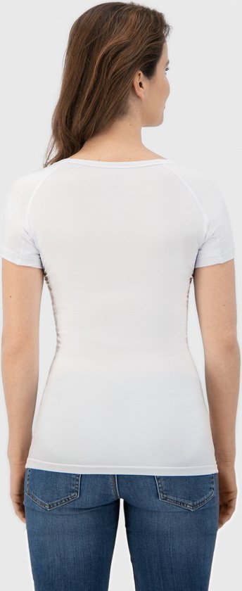 Anti Sweat Shirt - Fibershirts® - Coussinets d'aisselles cousus - Maillot de corps - Blanc - Col rond - Femmes - Taille S
