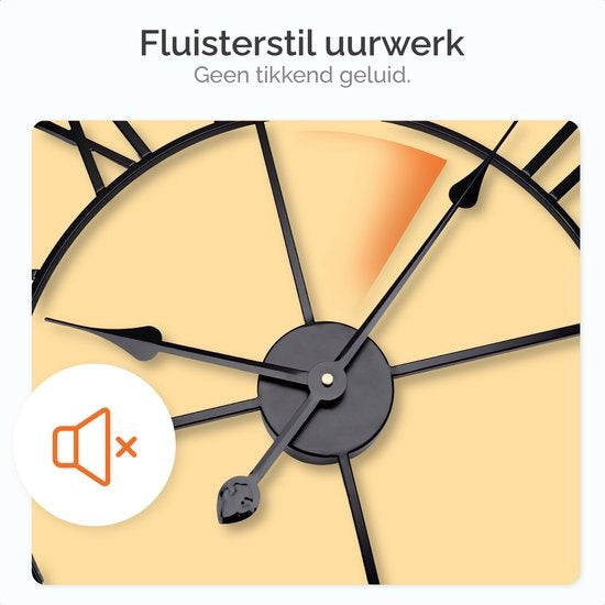 Horloge murale industrielle Goliving - Mouvement silencieux - Horloge murale moderne - Métal - Ø 70cm - Noir