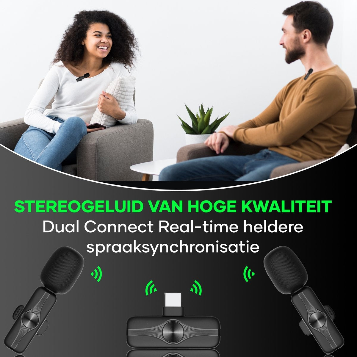 MATTI® 2-en-1 - Microphone sans fil - USB-C - Microphone - Microphone à épingle - Android et ordinateurs portables