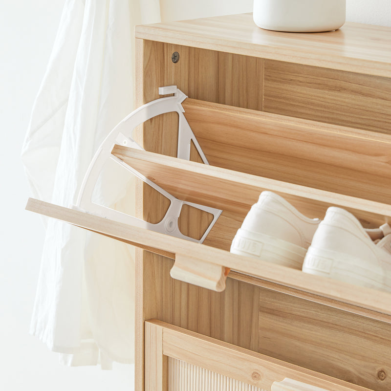 Meuble à chaussures – SoBuy FSR159-N – 3 plateaux – Bambou – Design compact 60 x 24 x 118 cm – Bois clair