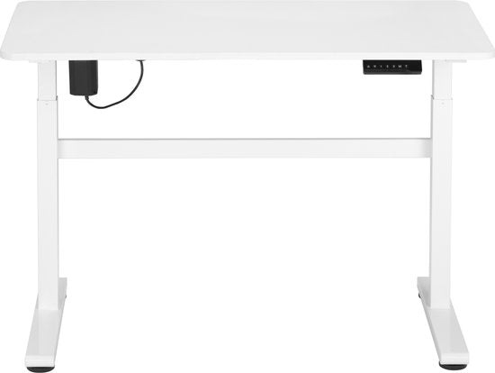 Bureau assis-debout électrique réglable en hauteur - 118 x 58 cm - blanc
