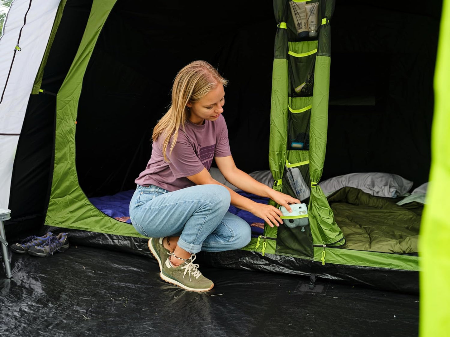 Coleman Rocky Mountain 5 Blackout Tent - Toile de tente en polyester durable - Vert/Gris