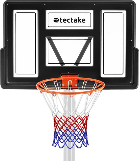 tectake® - Support de basket-ball 230-305cm anneau de basket-ball système de basket-ball avec roues - incl. ballon et pompe