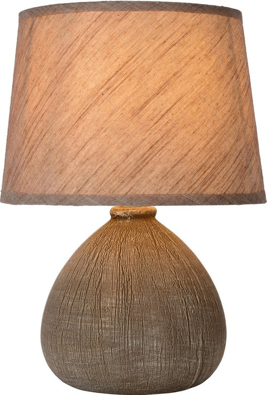 Lucide RAMZI - Lampe de table - Ø 18 cm - 1xE14 - Marron - Japandi