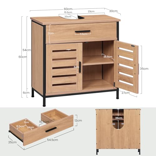 Eugad Armoire de salle de bain sous évier chêne clair 60x30x60 cm