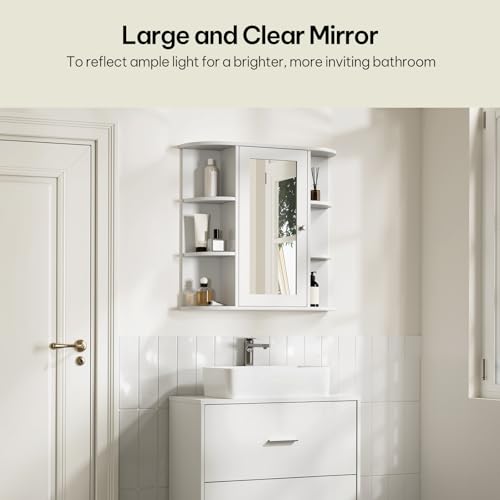 eSituro Armoire de toilette avec miroir blanc LHT 60 x 58 x 16 cm