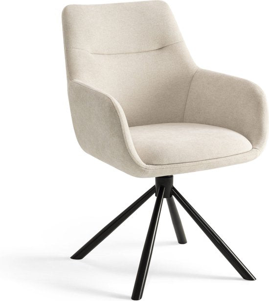 Furnihaus Chaise de salle à manger pivotante Olivia avec accoudoir Tissu beige