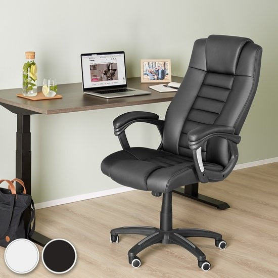 tectake® - Siège de direction de luxe Siège de bureau Siège de bureau - simili cuir - blanc