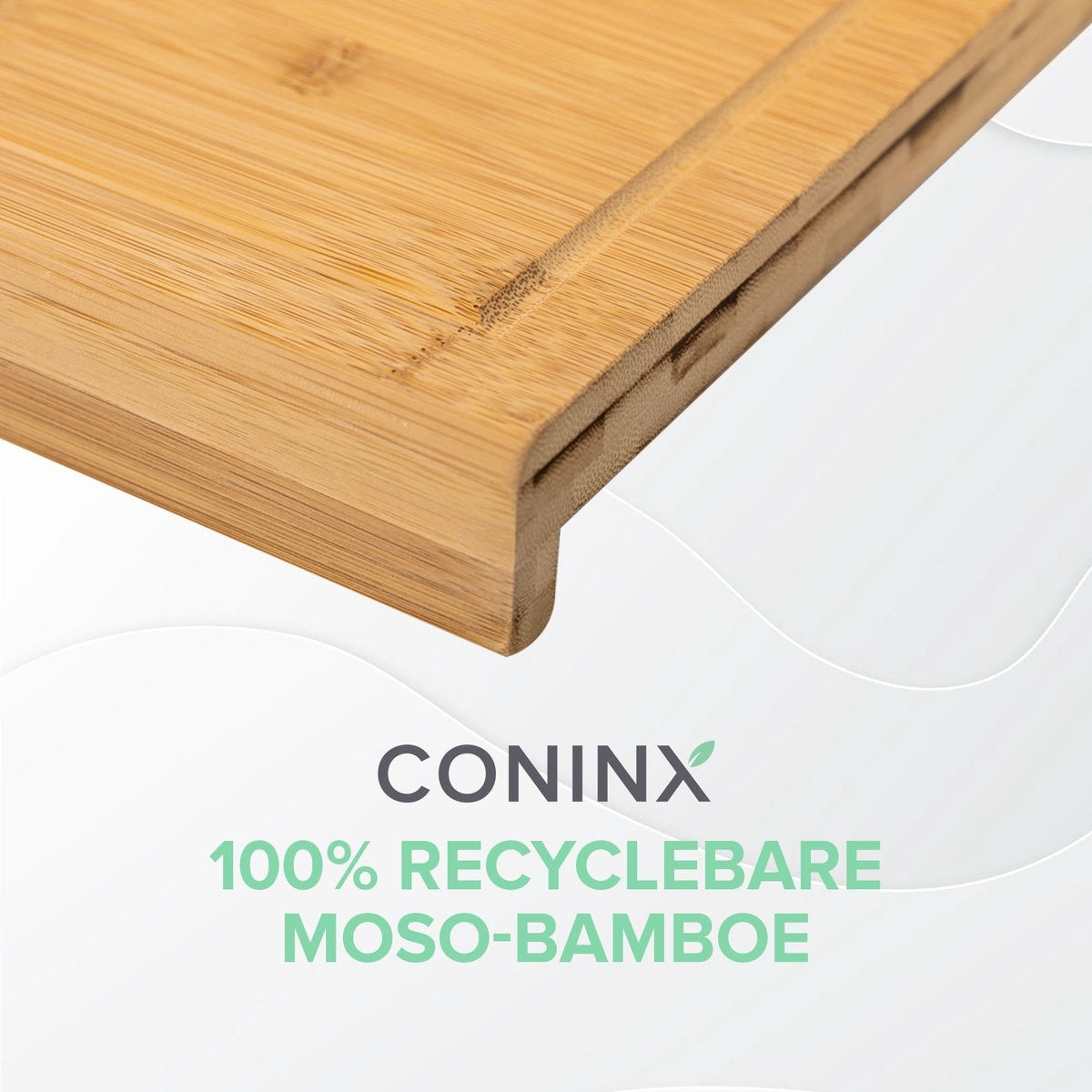 Planche à découper en bois Coninx pour plan de travail, comptoir ou table | Planche à découper avec bord de support et rainure pour jus de fruit | 45x30CM | 2,5CM Epaisseur | Bambou