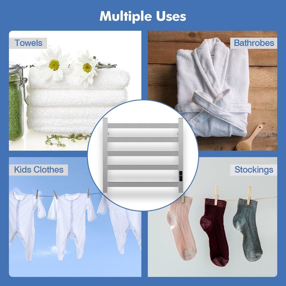 Chauffe-serviettes Coast - jusqu'à 60°C - 55 x 11 x 45 cm - Silver