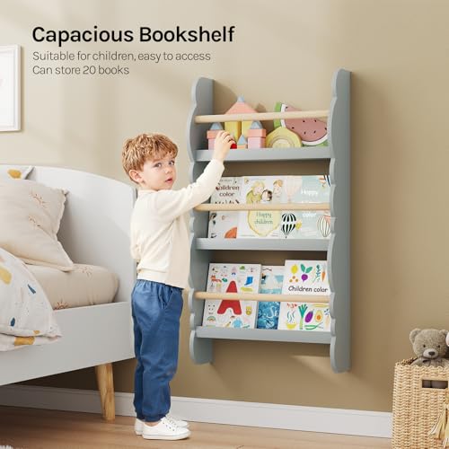 Étagère murale pour enfants Woltu à 3 niveaux gris