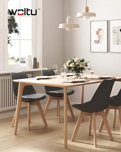 Woltu Dining Chairs Set of 2 Ergonomic Design - Bois massif et cuir synthétique - Grey - BH29gr-2