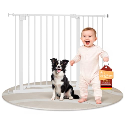 Woltu Barrière de Sécurité pour Enfants et Animaux Blanc 75-107 cm