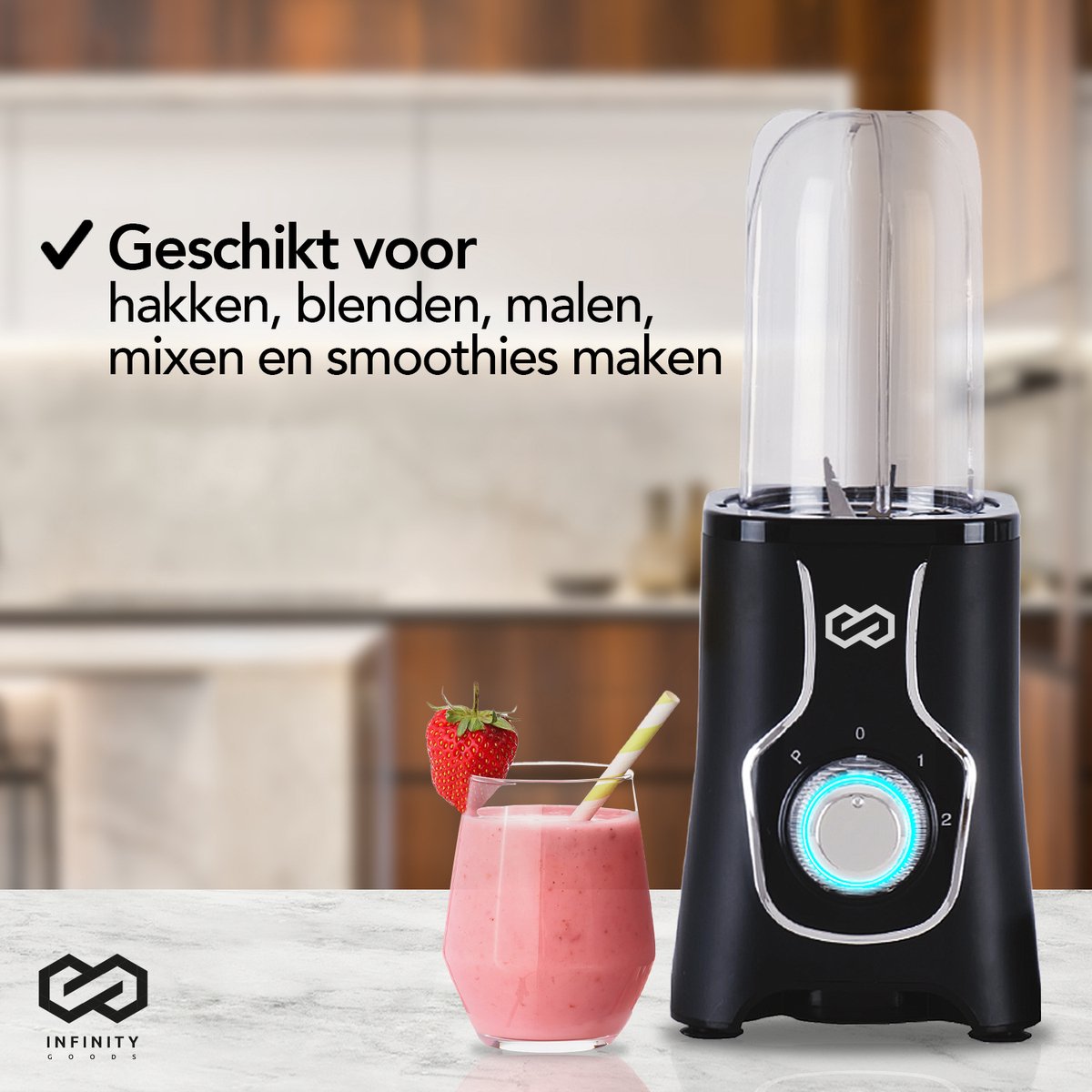 Infinity Goods Blender - 3 en 1 - 14 pièces - 400W - Noir