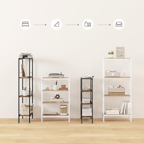 Woltu Storage Cabinet Narrow 4 Shelves Industrial - MDF + Metal - Rustic Brown + Black - 50 x 20 x 110 cm