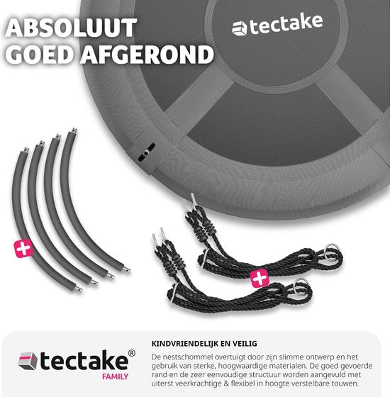 tectake® nesting swing - balançoire à panier avec une capacité de charge jusqu'à 300 kg - balançoire pour enfants et adultes - balançoire de jardin pour l'extérieur ou chaise suspendue pour l'intérieur - jouet pour le jardin ou la chambre d'enfant (DIMENS