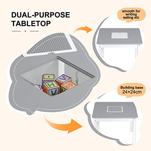 Ensemble table et chaises pour enfants Woltu avec drap de jeu réversible - blanc et gris