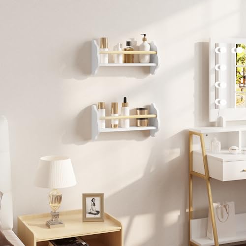 Woltu Bibliothèque Enfant Etagère murale en forme de nuage - MDF et Pin Blanc - 3 Etagères 45x12.7x23 cm