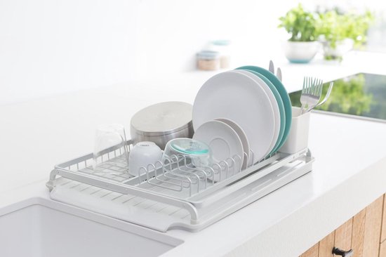 Égouttoir SinkSide de Brabantia - avec bac de récupération et porte-couverts - Gris clair