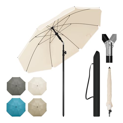 Parasol Woltu Beige - Diamètre 135 cm - Hauteur et inclinaison réglables