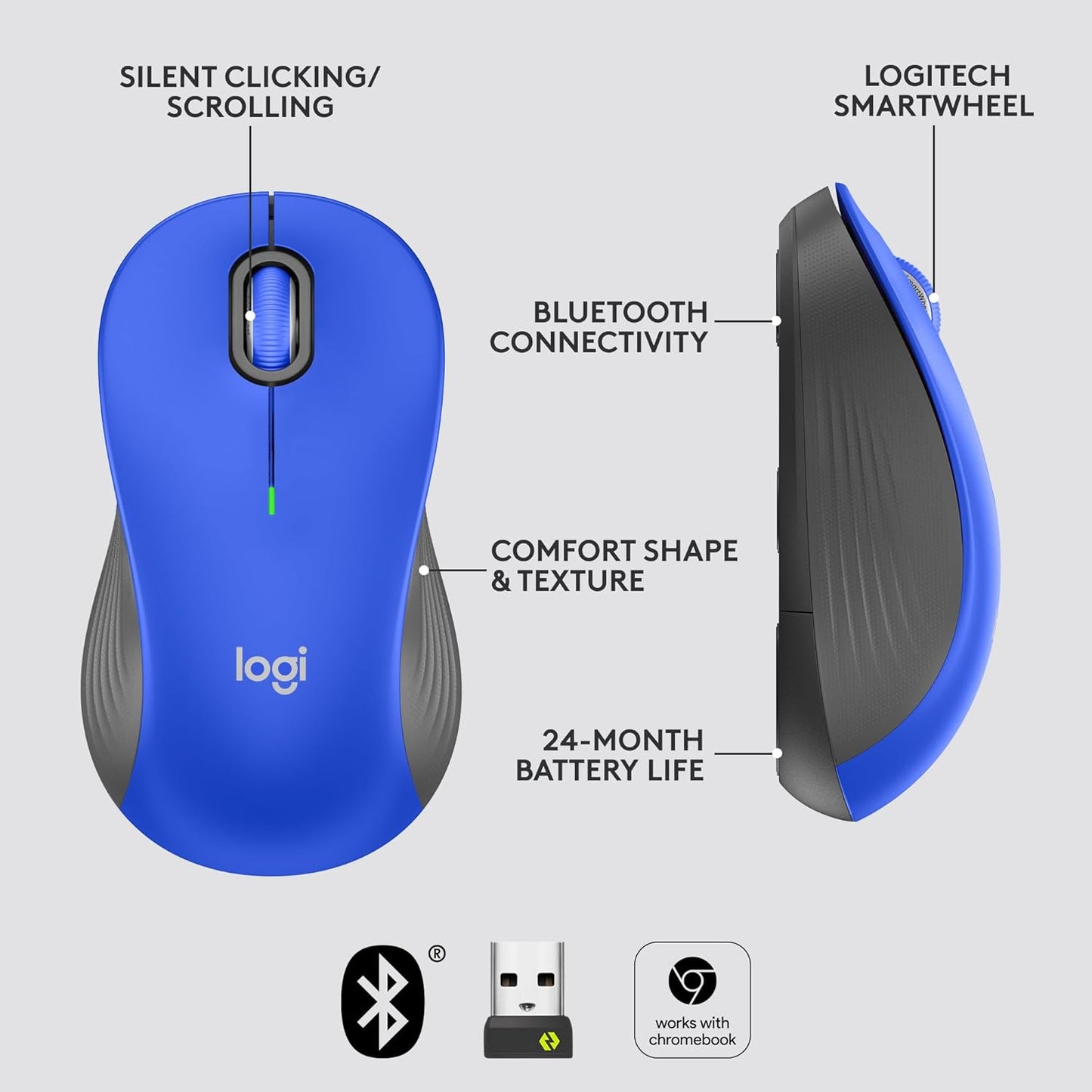 Souris sans fil Logitech Signature M550 L - Bleue