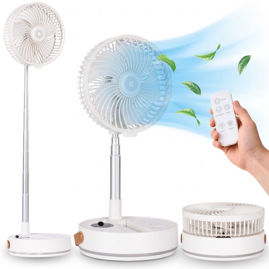 Ventilateur portable pliable Aironex – Ventilateur de table et ventilateur sur pied silencieux – Rechargeable par USB et sans fil, avec éclairage LED – Mini-ventilateur compact pour bureau, chambre, maison, bureau et camping - Ventilateurs