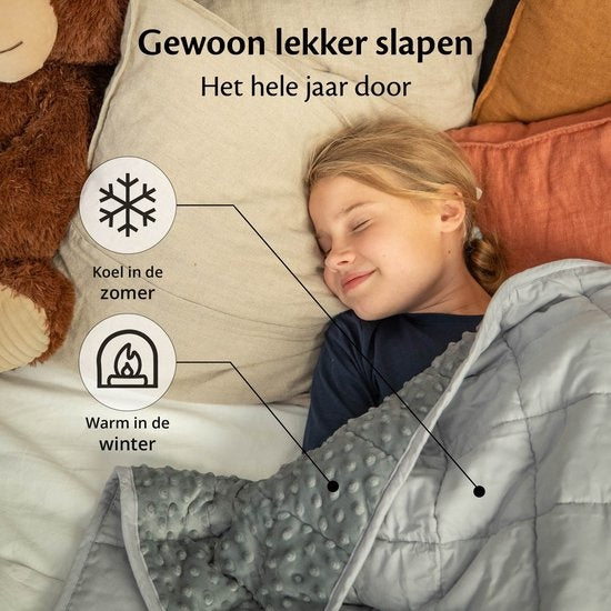 Ella® Couverture lestée pour enfant 3.2kg en Coton & Minky - 100 x 150cm  - OEKO-TEX Coton & Minky Fleece