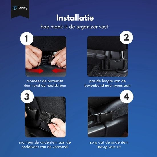 Tenify Premium Luxury & Sturdy Car Organiser with Tablet Holder - Set of 2 - Extra Storage - Protector - Car Seat - Accessories