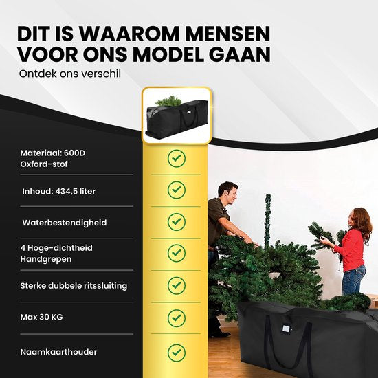 Sac de rangement pour sapin de Noël TTD® Noir - 434 L - Tissu Oxford 600D - Boîte de rangement