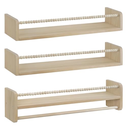 Woltu Montessori Étagères murales pour la chambre d'enfant 60 cm Bois naturel Lot de 3
