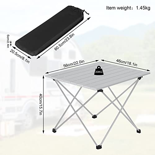Woltu Table de pique-nique Table de camping pliable - Aluminium Silver - 56x46x40 cm