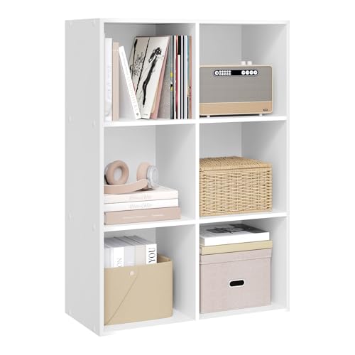 Woltu Bibliothèque à 6 compartiments Blanc 59,6 x 29 x 89 cm
