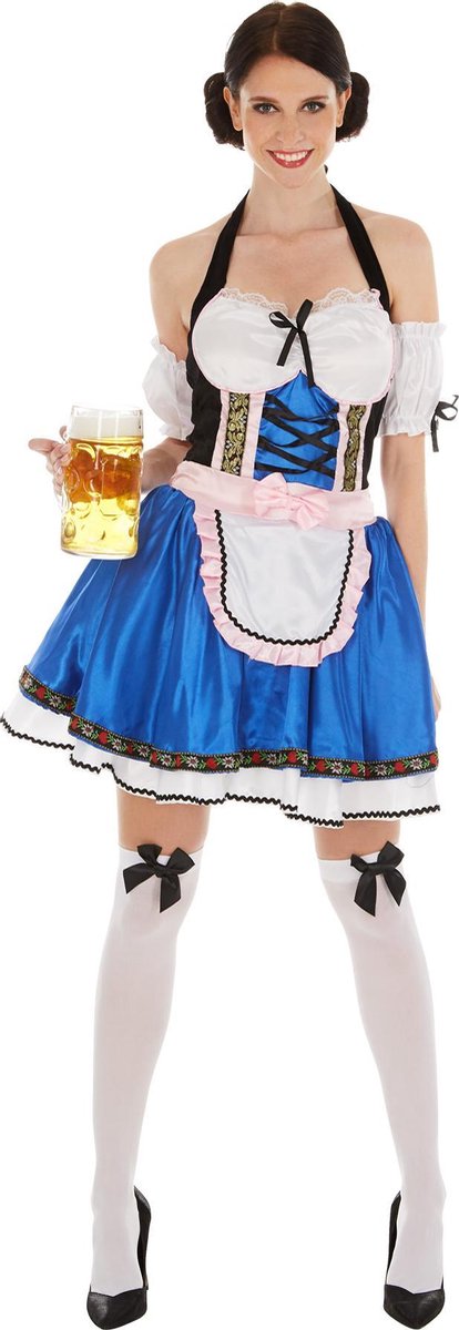 Dressforfun - Costume femme Dirndl Sexy Meadow Dream - Dirndl court en satin avec blouse et chaussettes aux genoux pour le carnaval, la fête de la bière et les fêtes - Taille XL
