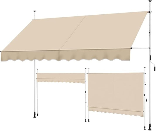 Yaheetech Pince Parasol Beige - Sans Perçage - Hauteur Réglable 210-300 cm - 300 x 120 cm