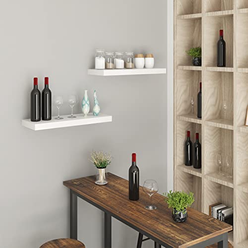 Woltu Volato Wall Shelf High Gloss White - Etagère flottante en bois 30 x 22.9 x 3.8 cm