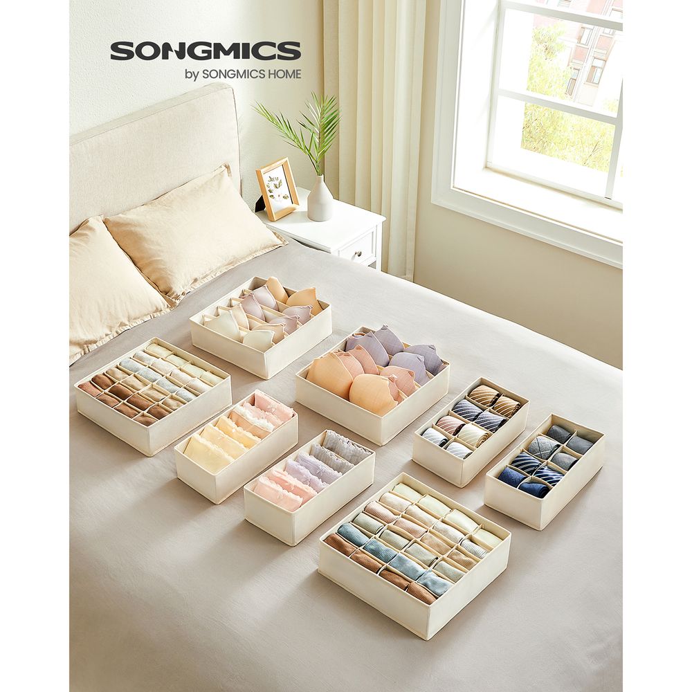 Organiseurs de tiroirs Songmics - Lot de 8 - Pliables - 32 x 10 x 32 cm - Beige