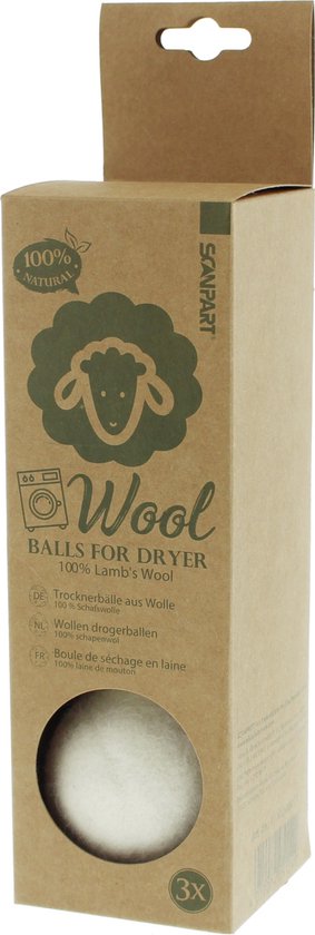 Boules de séchage en laine Scanpart - Boules de séchage - Boules pour sèche-linge - Boules pour tambour de sèche-linge - Lot de 3