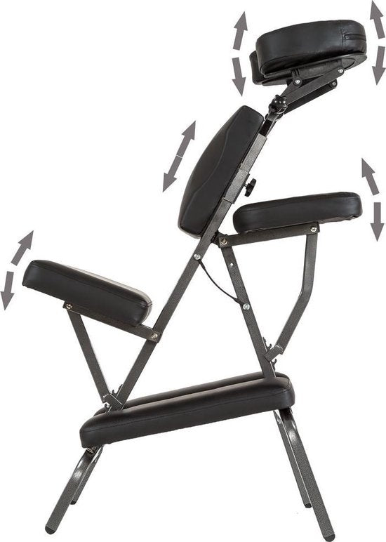 Fauteuil de massage Tectake - fauteuil de traitement avec revêtement épais noir - sac de transport noir inclus